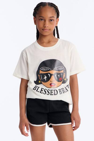 Mini Blessed Brat Short Set - White/Black