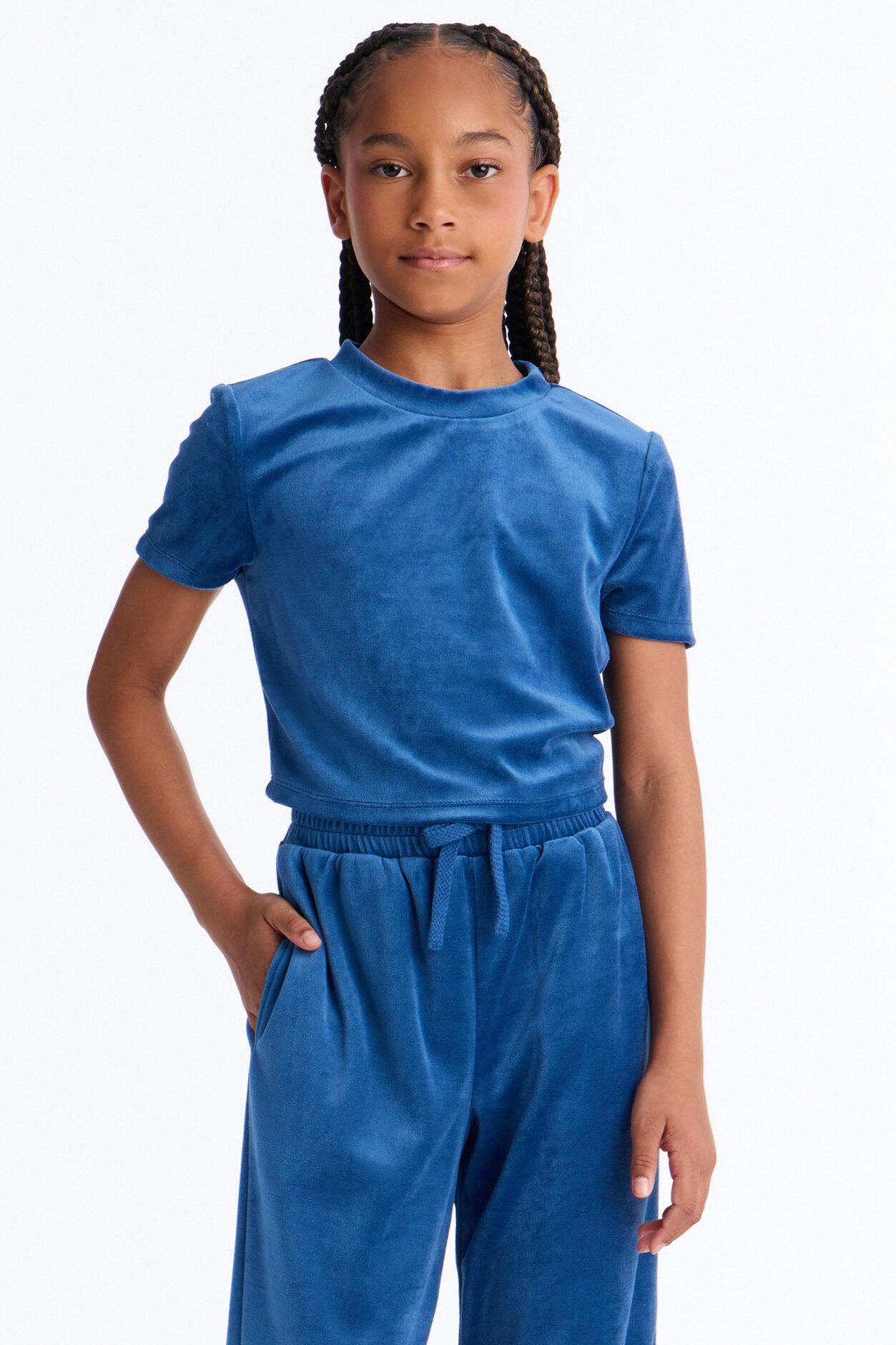 Mini OG Trendsetter Velour Baby Tee Set II - Navy