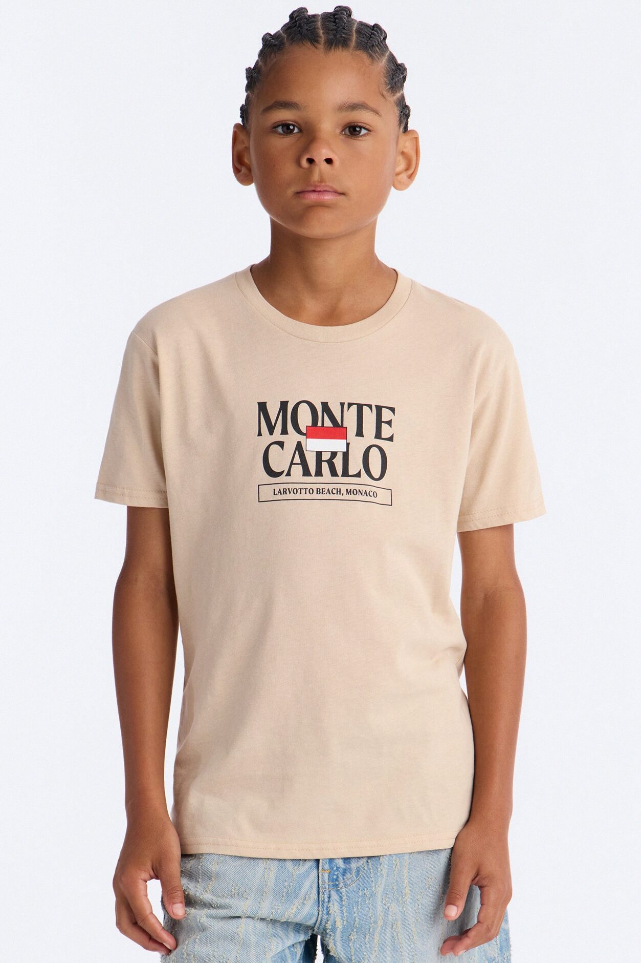 Mini Monaco Vibe Short Sleeve Front/Back Tee - Sand