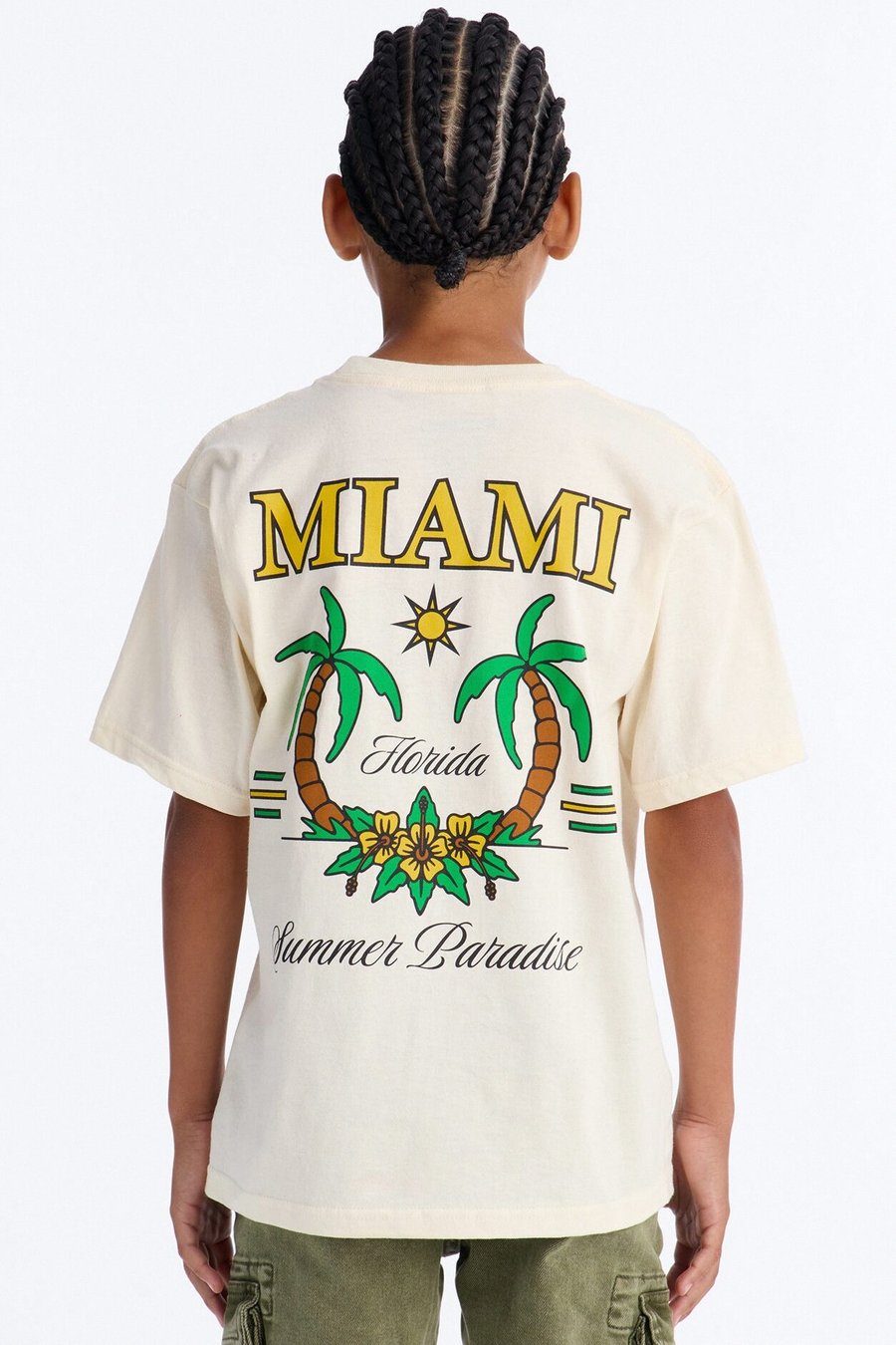 Mini Miami Summer Front/Back Short Sleeve Tee - White