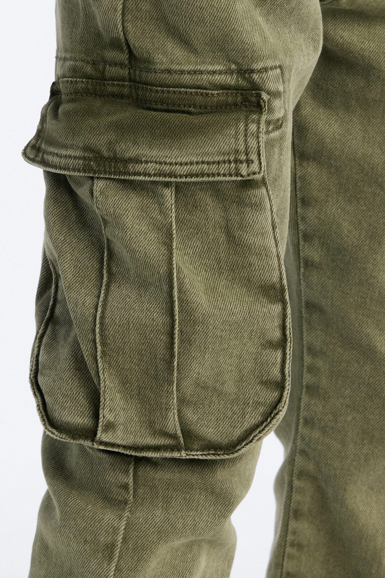 Mini Stacked Skinny Flare Albany Cargo Jean - Olive