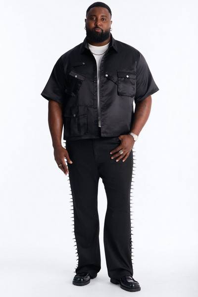 Boxy Tribeca Gloss Utility Shirt - Black