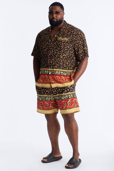 Animal Instincts Paneled Swim Trunk 7″ - Leopard