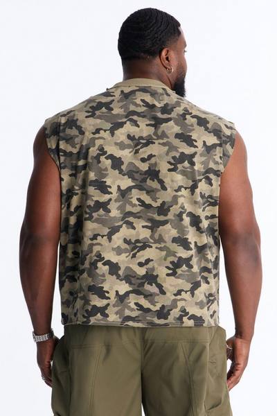 Boxy Cropped Street Soldier Camo Muscle Tee - Camouflage