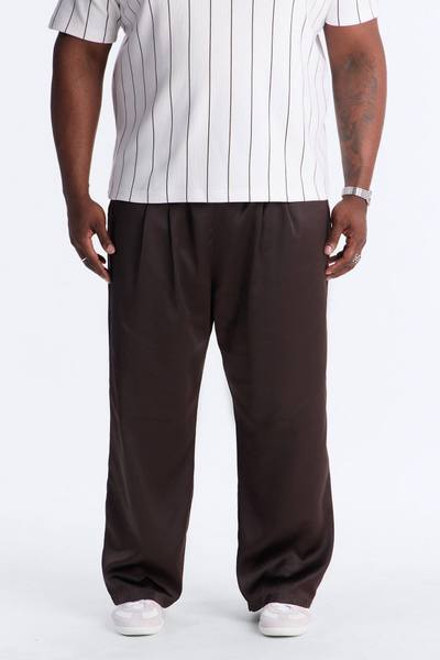Relaxed Liquid Shadow Pleated Trouser - Brown