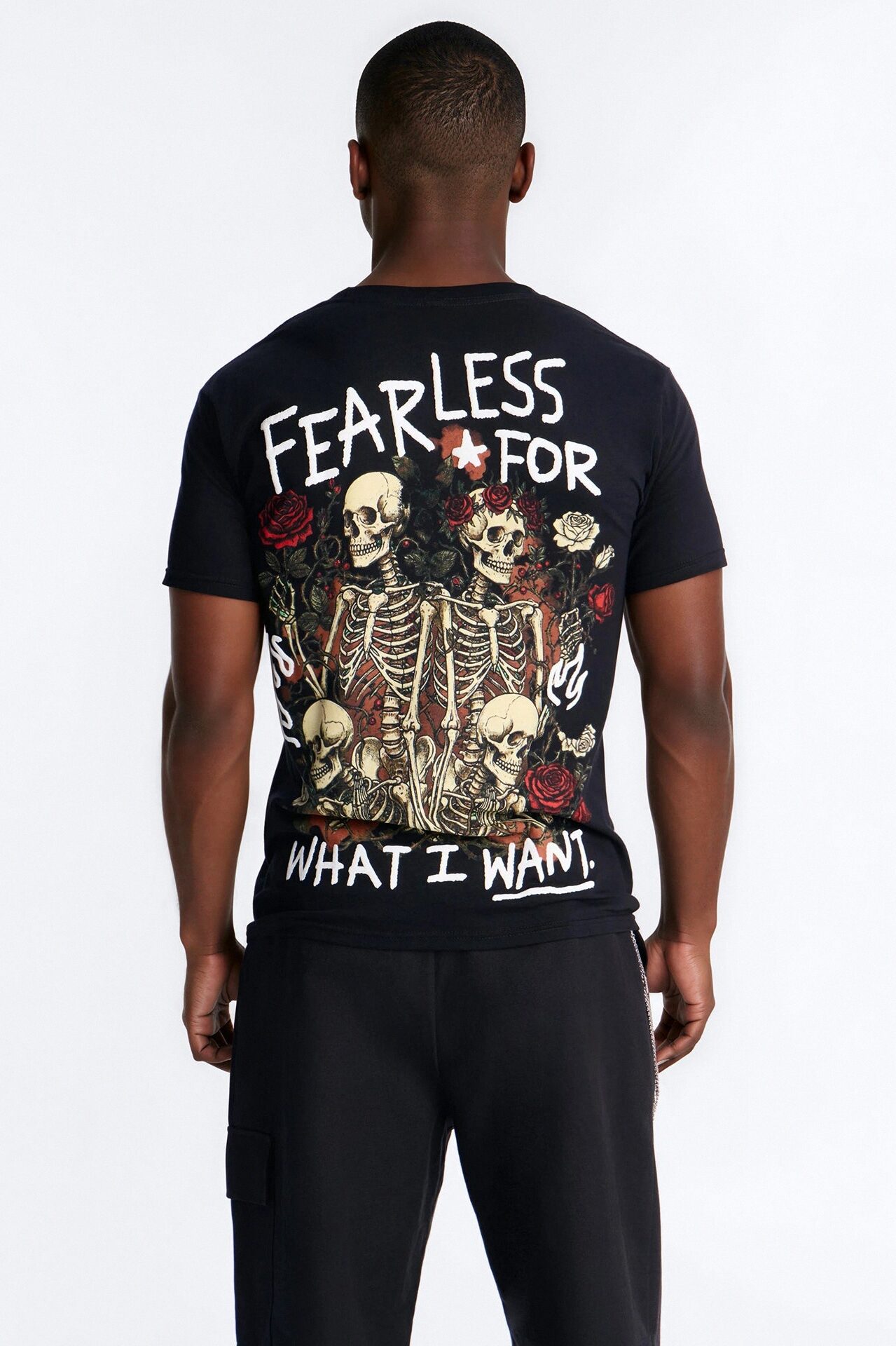 Grateful And Fearless Puff Print Short Sleeve Tee - Black