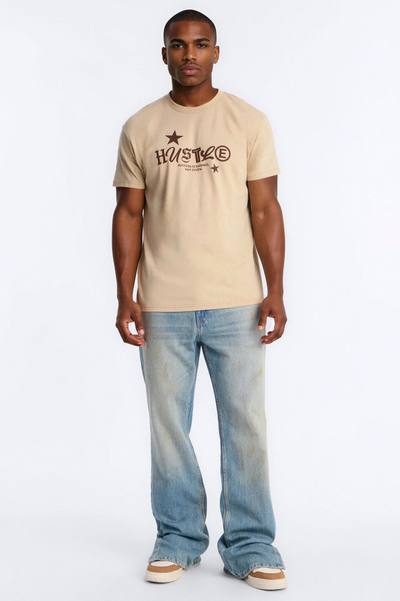Hustle Mindset Oversized Short Sleeve Tee - Sand