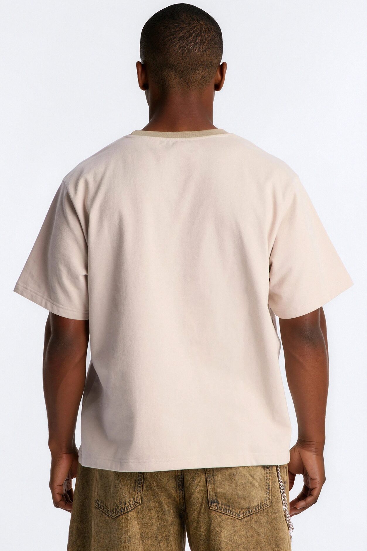LA Embroidery Paneled Fleece Tee - Tan