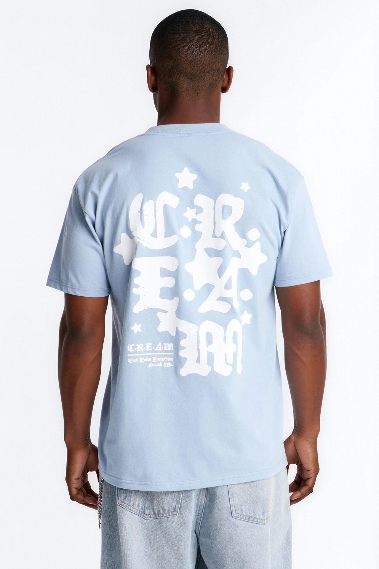 Cash Rules Everything Around Oversized Short Sleeve Tee - Light Blue