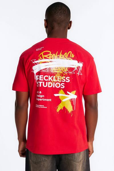 Reckless Studio Oversized Short Sleeve Tee - Red