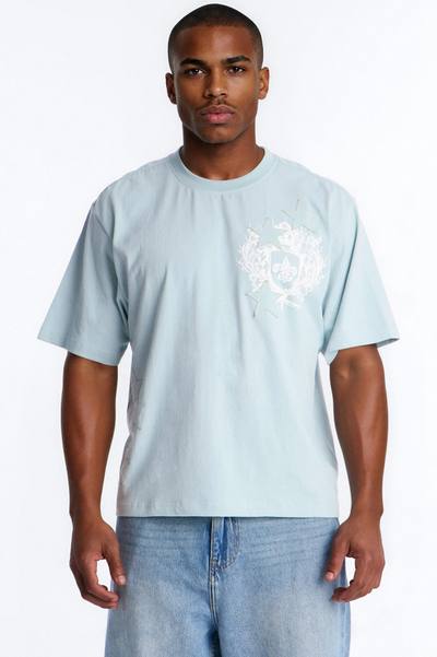 Star Royal Crest Washed Boxy Short Sleeve Tee - Blue