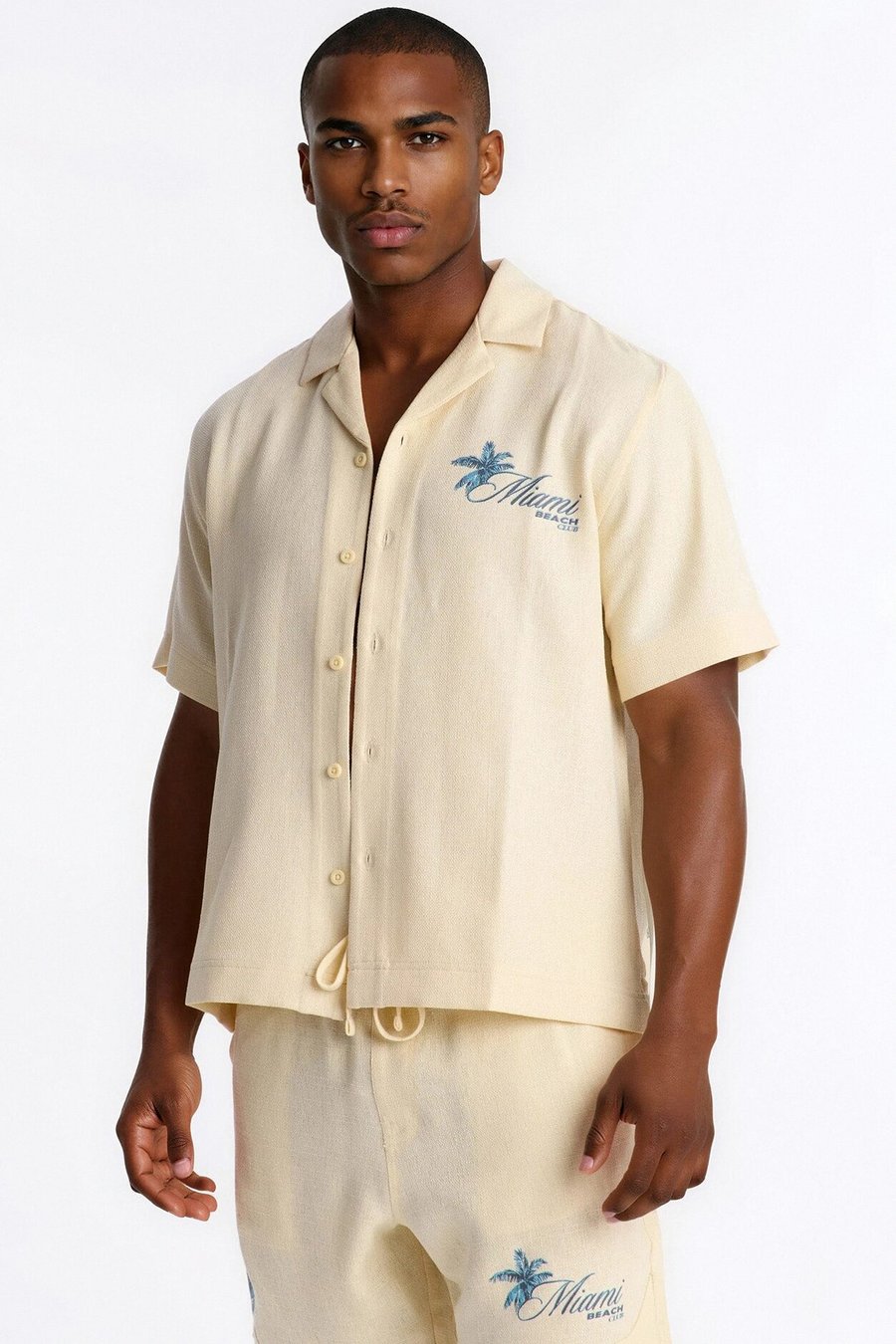 Miami Beach Club Button Up Shirt - Yellow