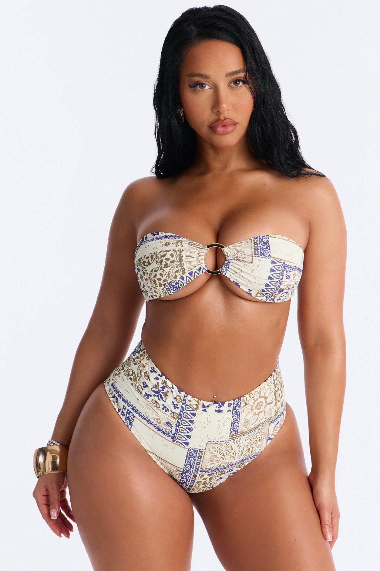 Around Me 2pc Bandeau Bikini - Ivory/combo
