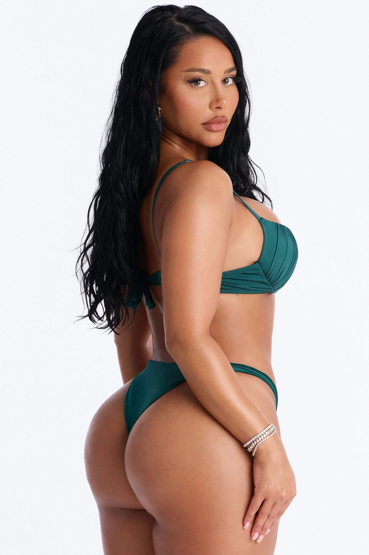 Shore A Bit Underwire Scrunchy Straps 2 Piece Bikini - Green