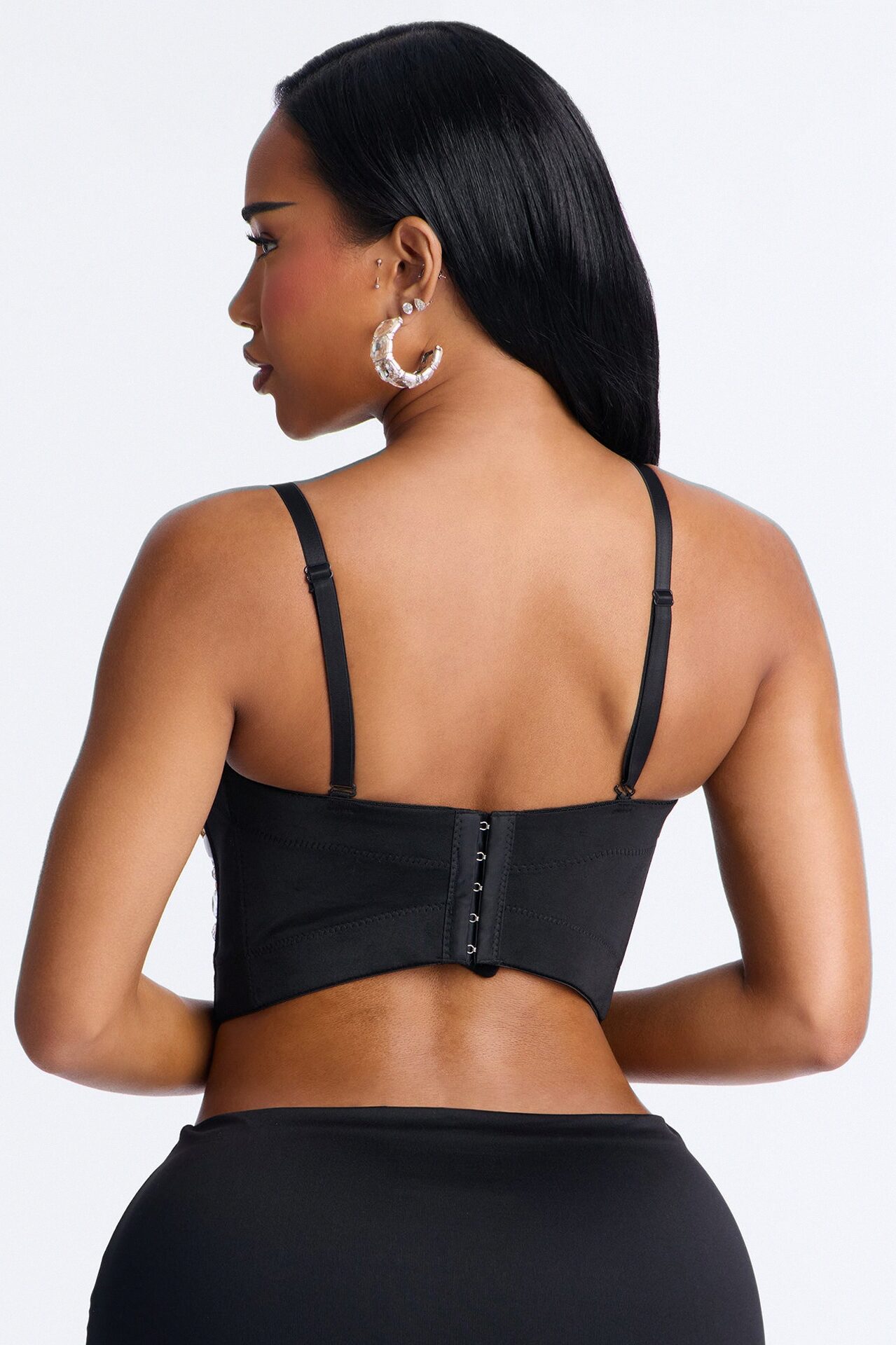 Cosmic Crystal Rhinestone Embellished Corset - Black