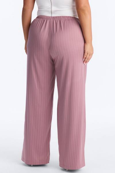 Lulu Pinstripe Satin Wide Leg Pant 32″ - Mauve