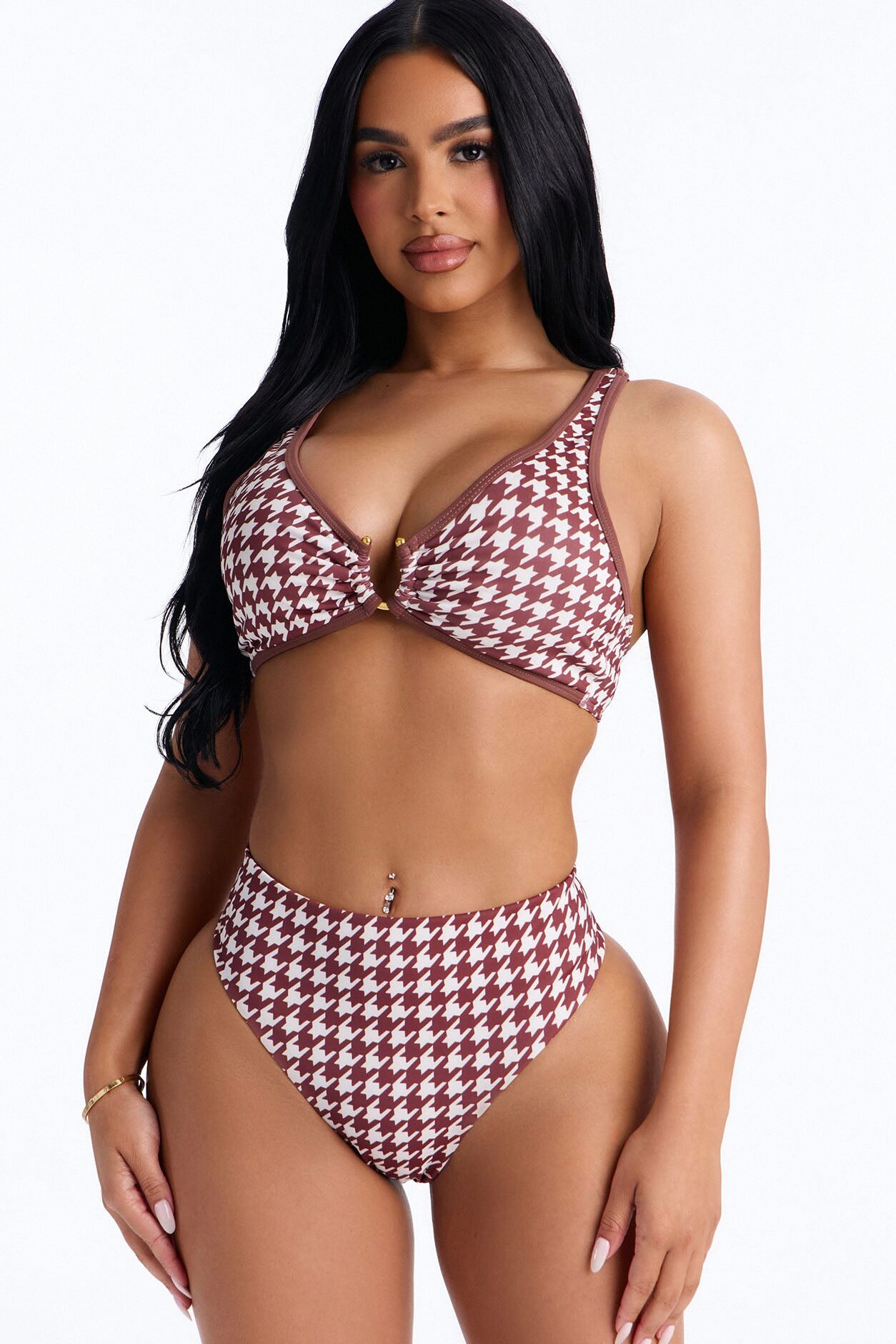 Back To The Sea Geometric 2 Piece Bikini - Brown