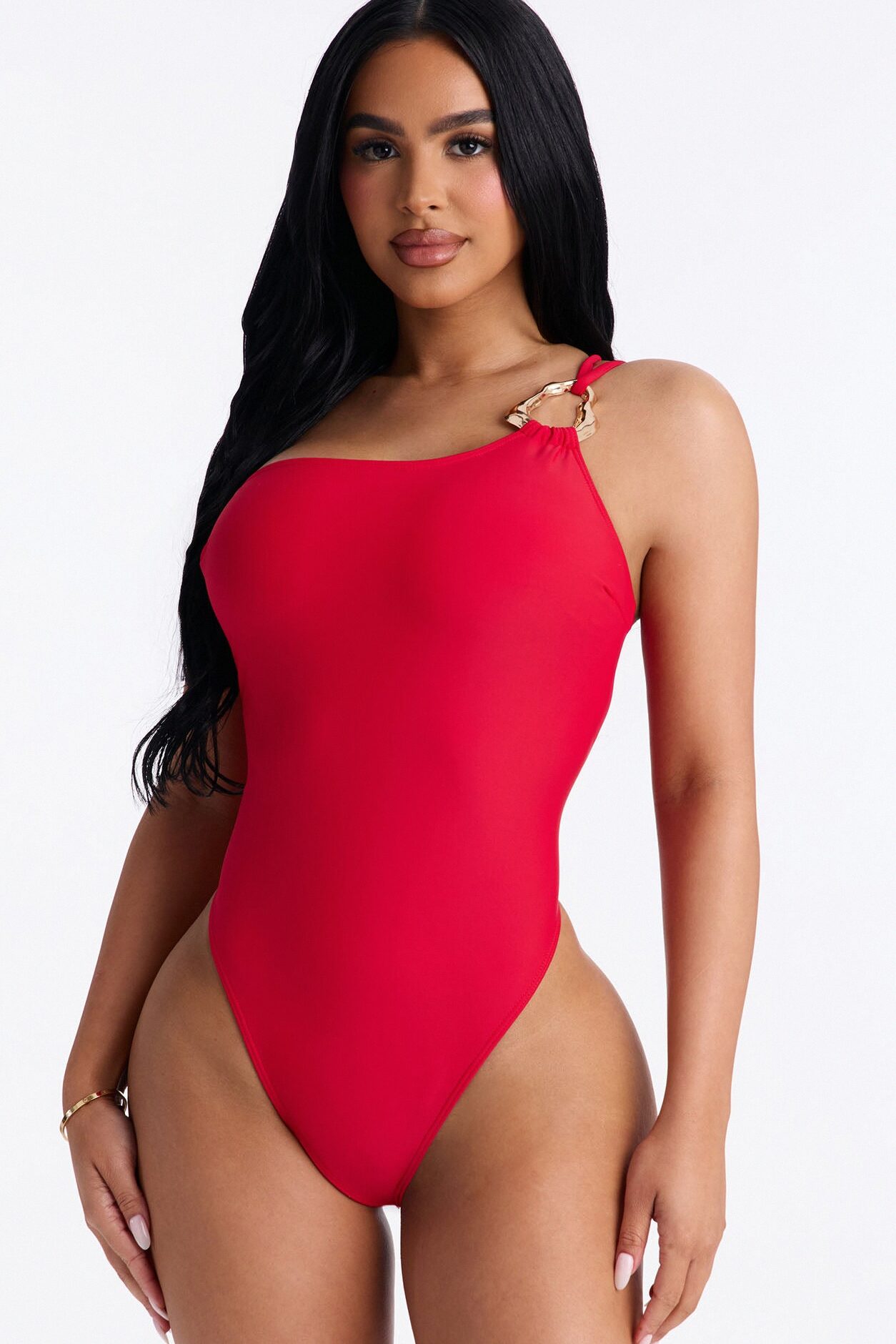 Amira One Shoulder 1 Piece Swimsuit - Red