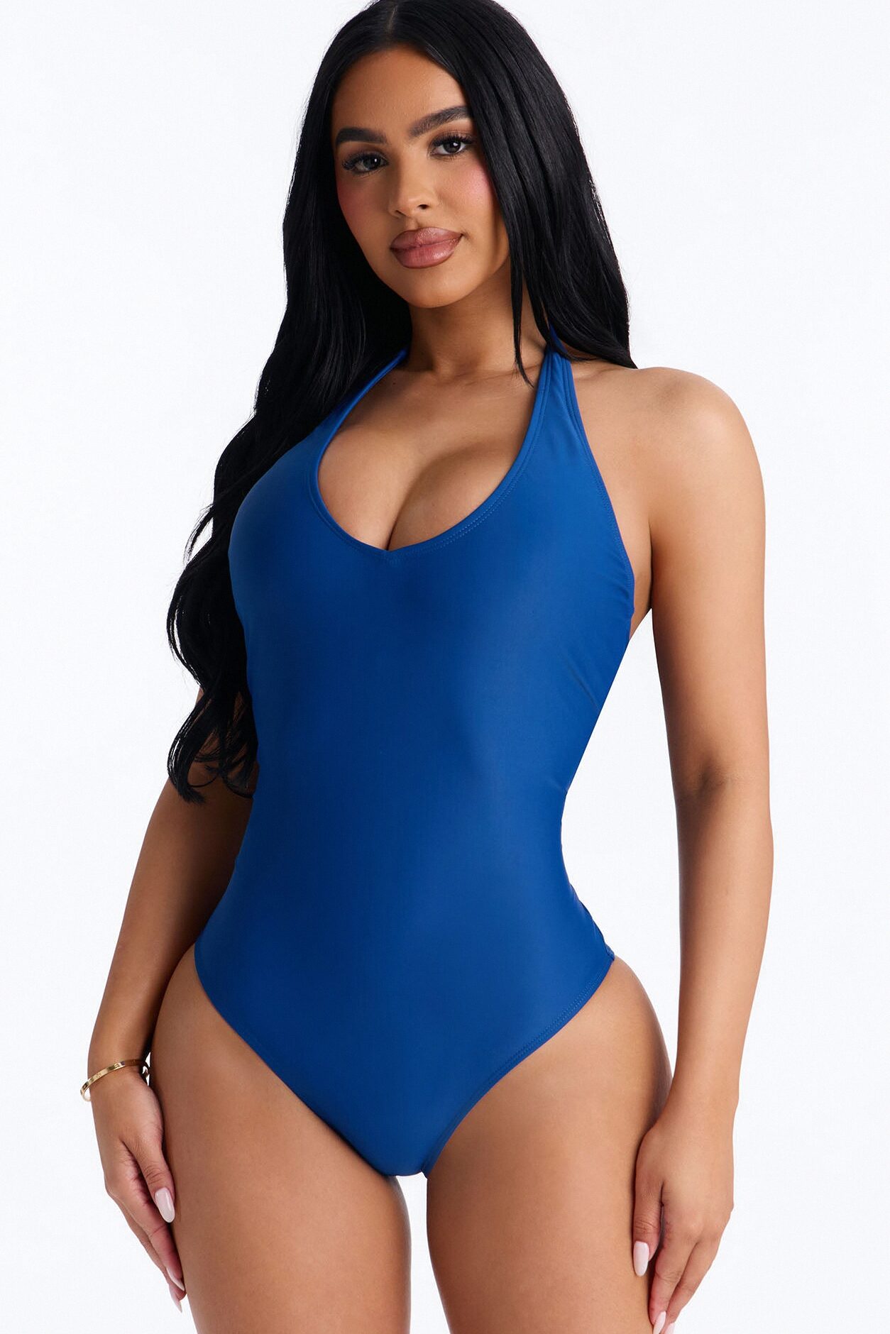 Summer Fling Scoop Neck 1 Piece Swimsuit - Indigo