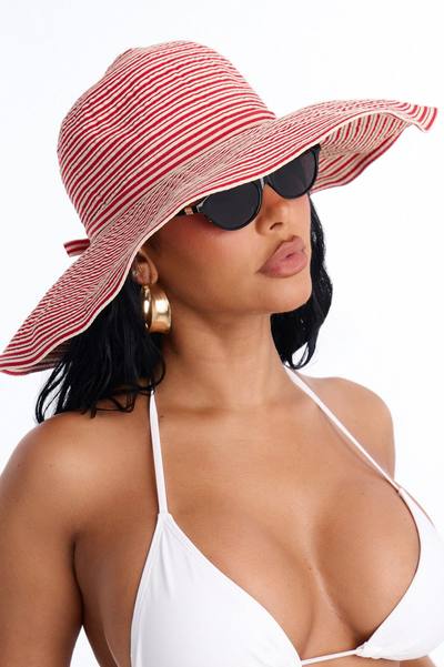 Beach Days Packable Sun Hat - Red/White