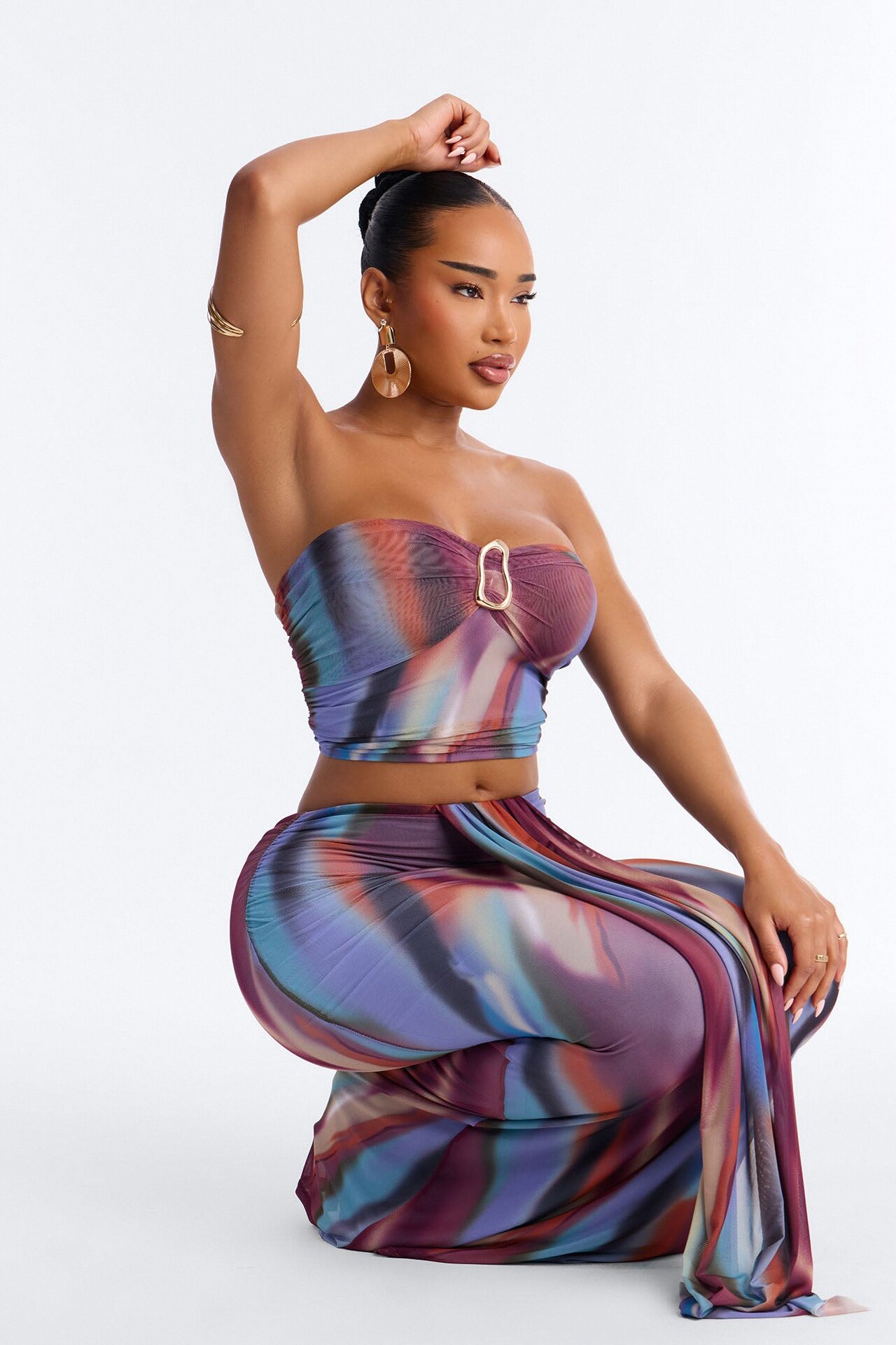 Aura Allure Mesh Skirt Set - Multi Color