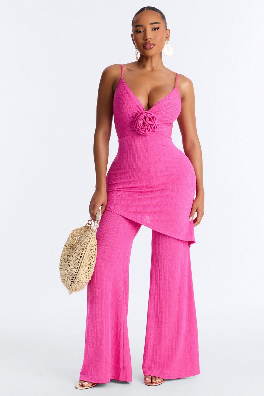 Fiona Draped Wide Leg Jumpsuit - Pink
