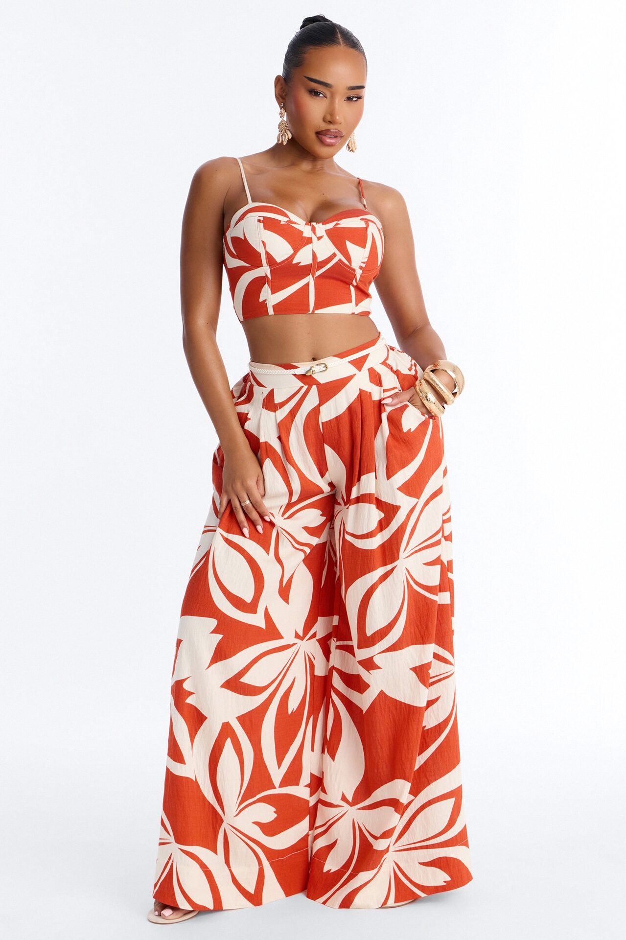 Lola Linen Pant Set - Rust