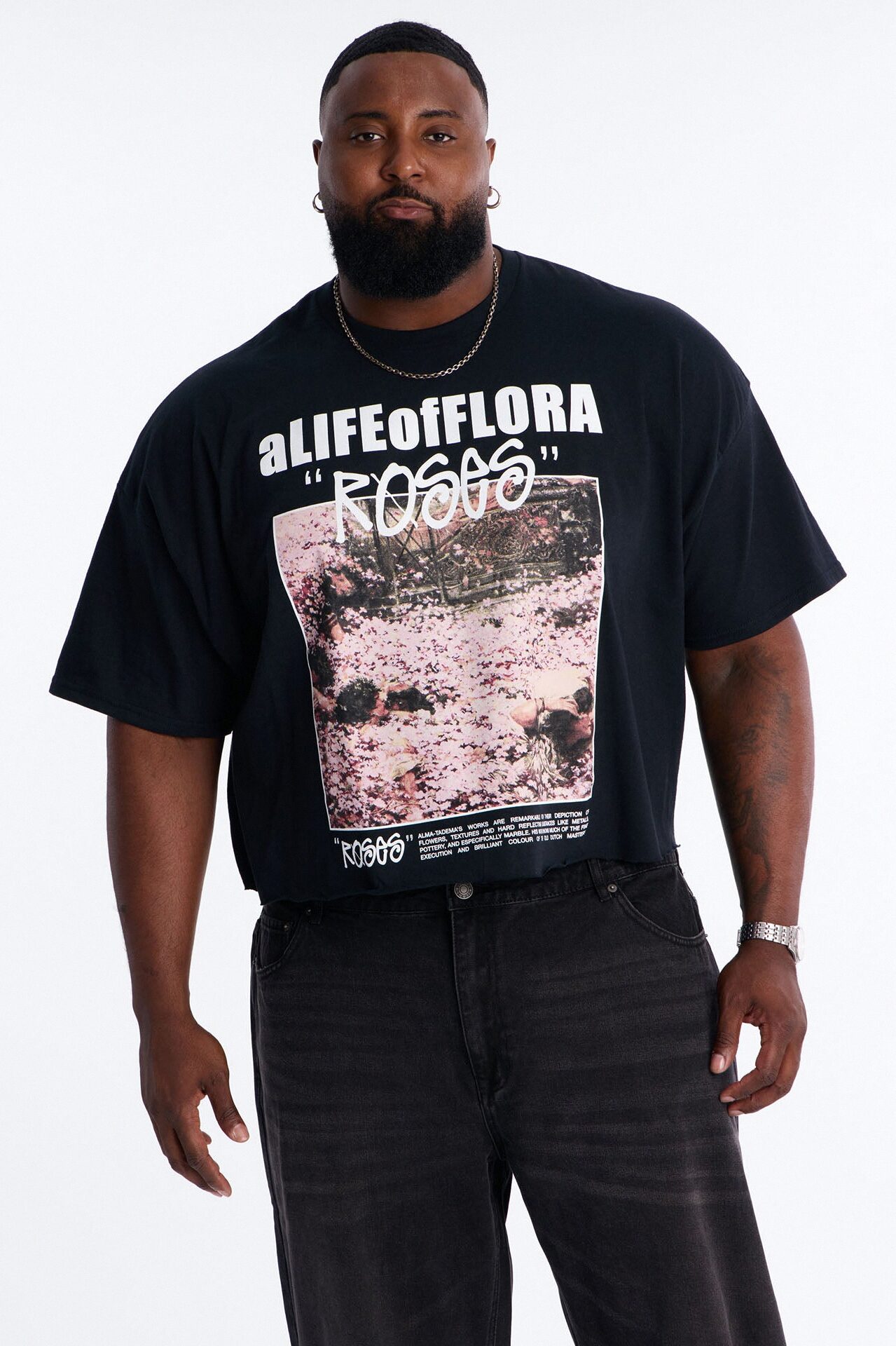 A Life Of Flora Oversized Short Sleeve Tee - Black