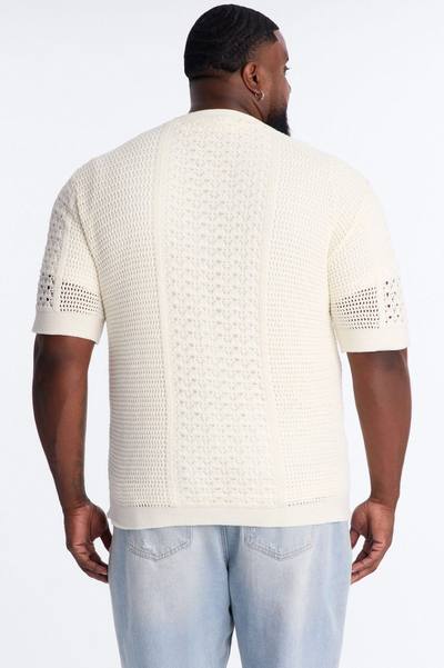 Relaxed Jonathon Crochet Crewneck Tee - Cream
