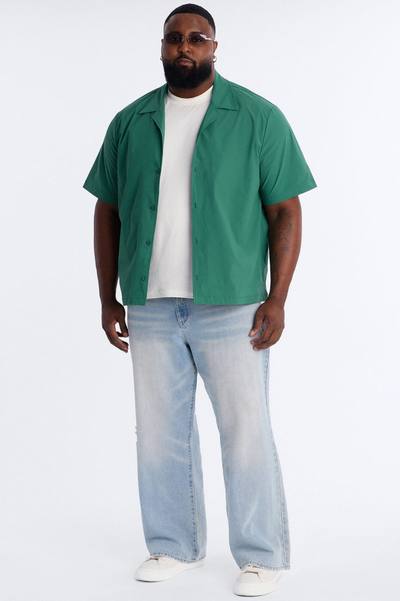 Montez Cuban Collar Button Up Shirt - Green