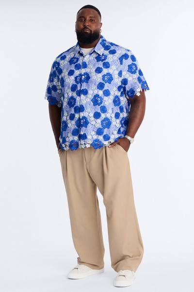 Relaxed Paradise Field Button Up Shirt - Blue