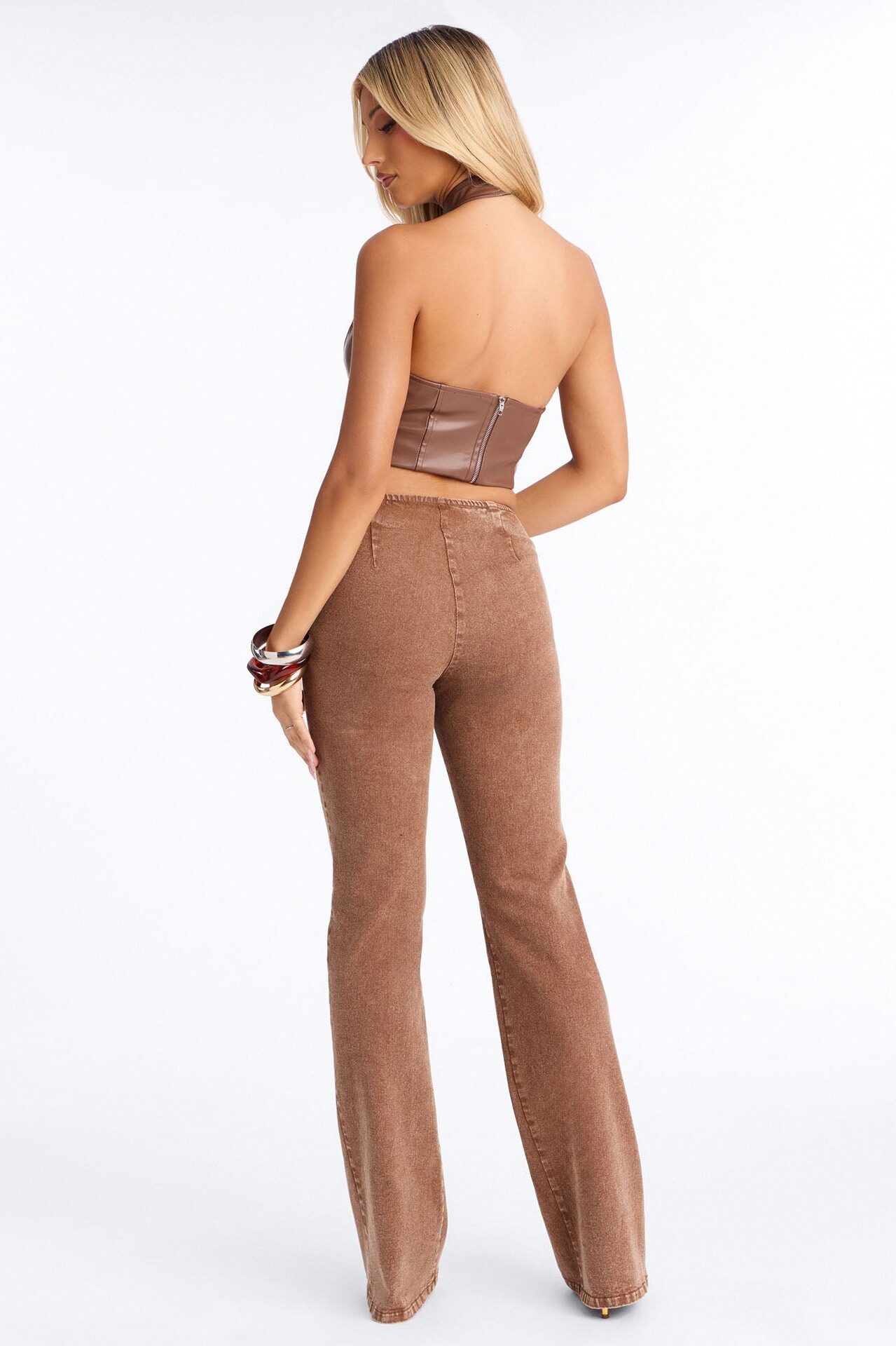 Iconic Moments Lace Up Skinny Straight Pant - Brown