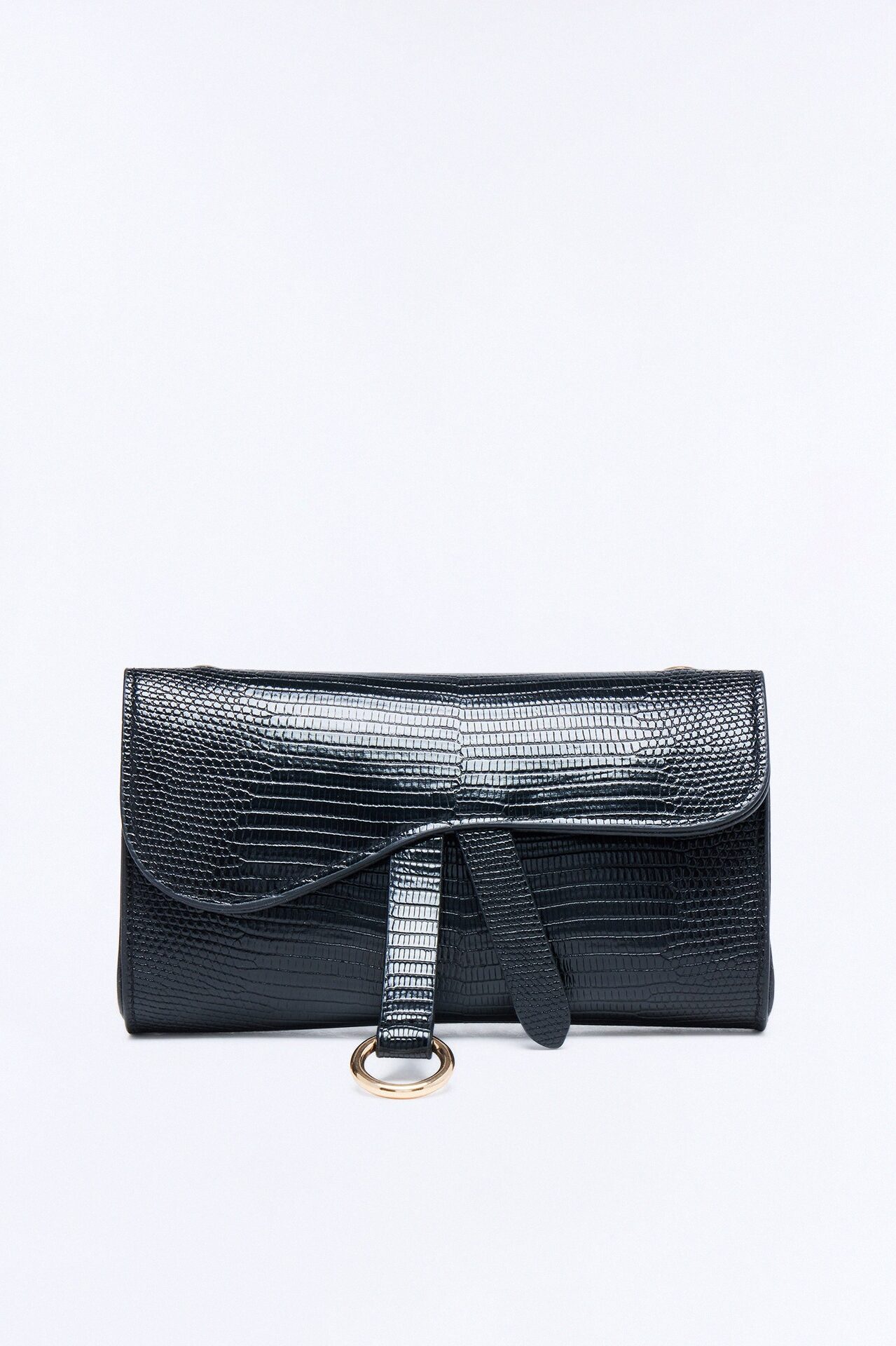 Juliet Embossed Faux Leather Belt Bag - Black