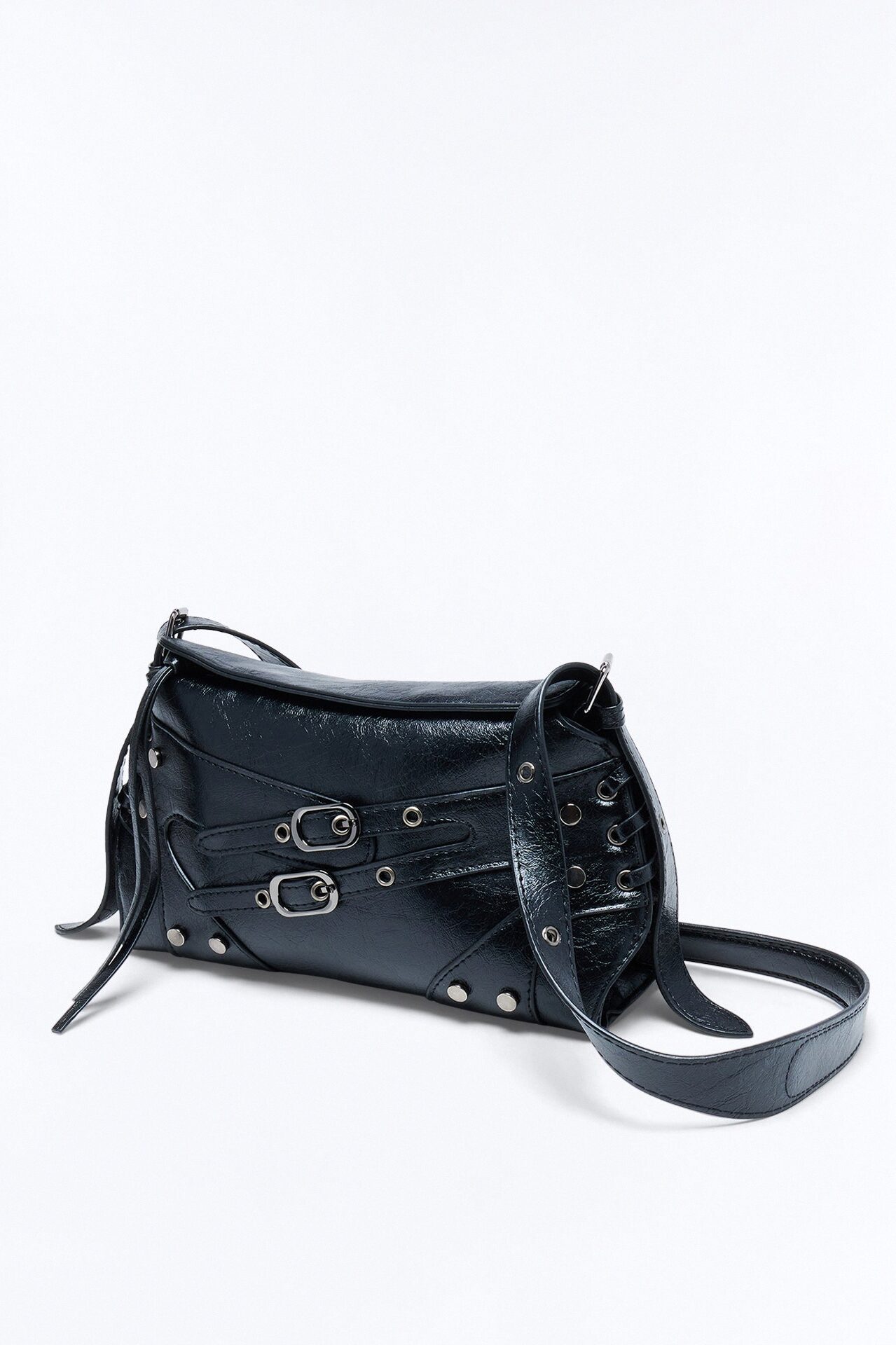 Running Around Town Faux Leather Crossbody - Black