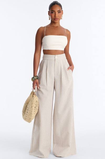 Ella Striped Linen Pant - Natural