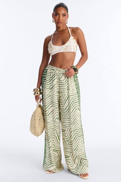 Miffy Mid Rise Smocked Wide Leg Pant - Green/combo
