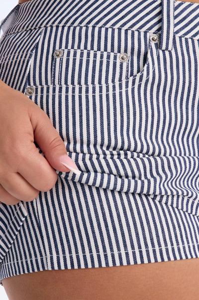 Sloane Low Rise Twill Striped Micro Mini Skort - Navy/combo