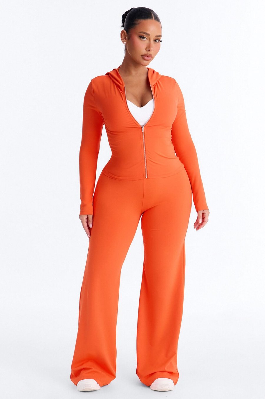 Casual Vibe Zip Up Hoodie Pant Set - Red