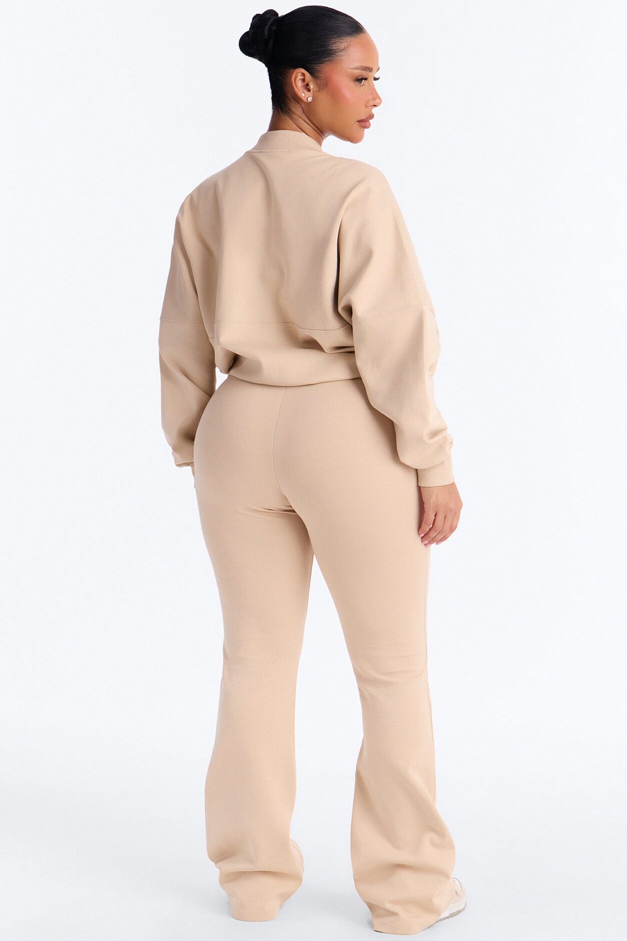 Kelsey Double Zip Flare Leg Pant Set - Stone