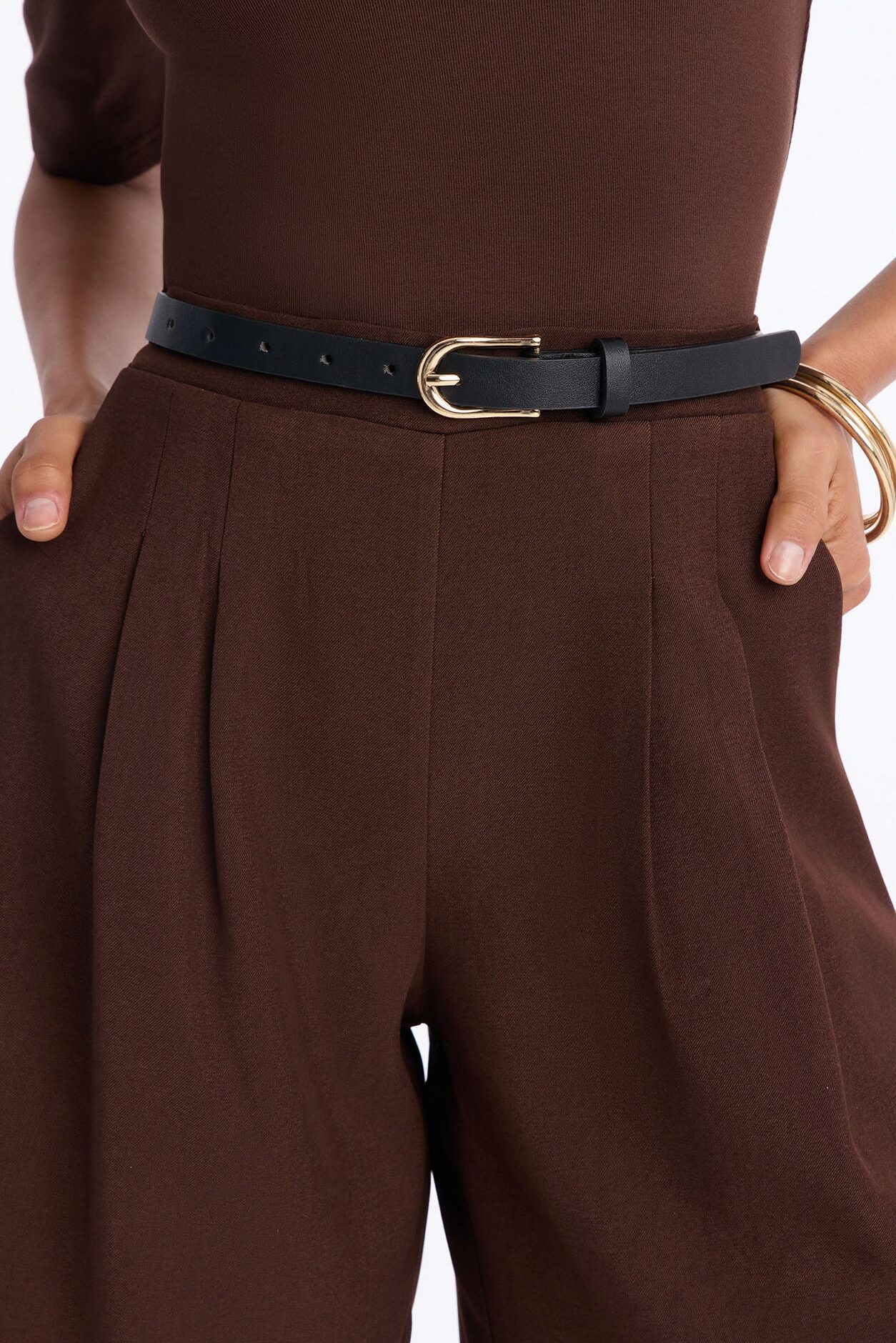 Farah Belted Trouser Romper - Chocolate