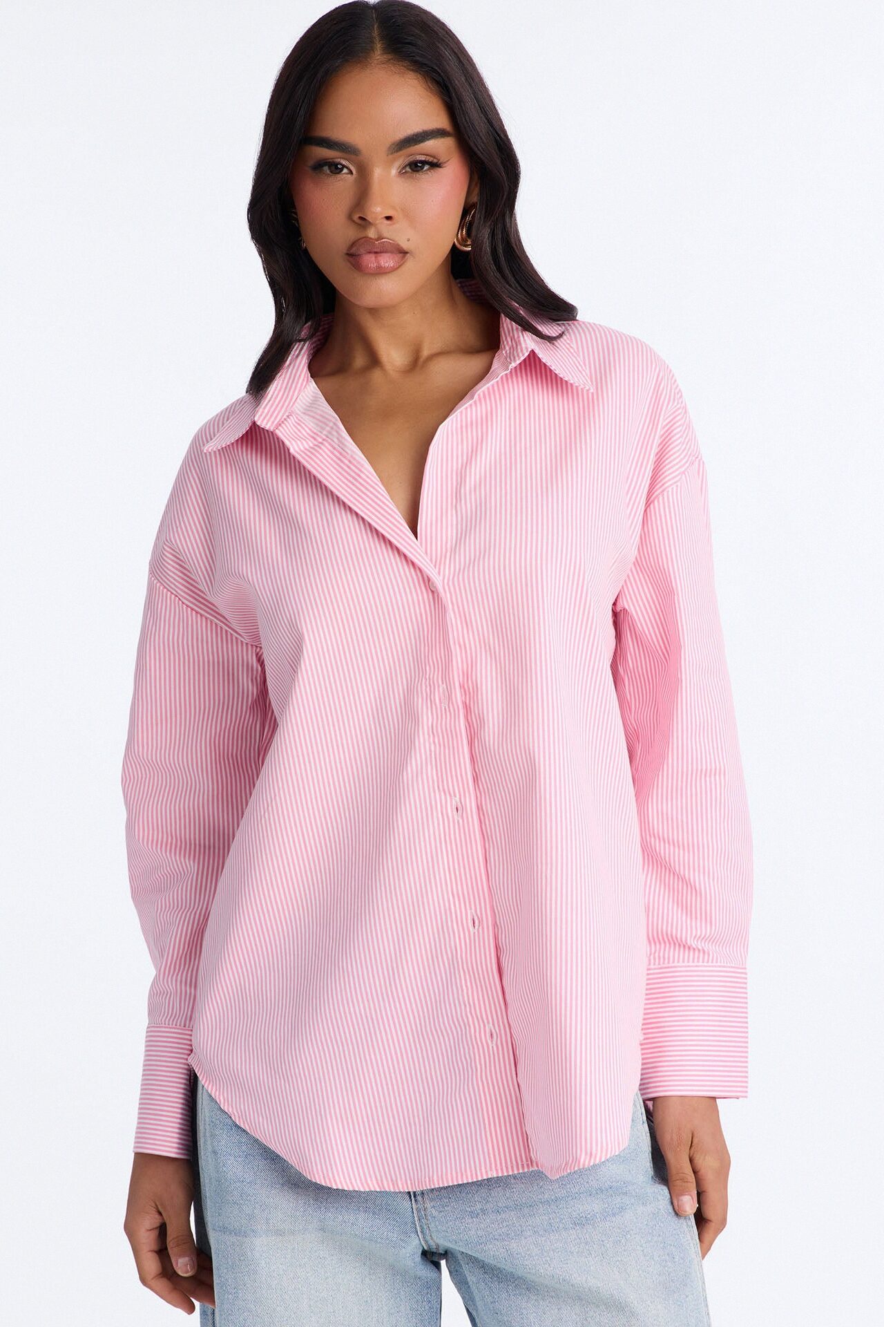 Modern Classic Pinstripe Poplin Shirt - Pink/combo