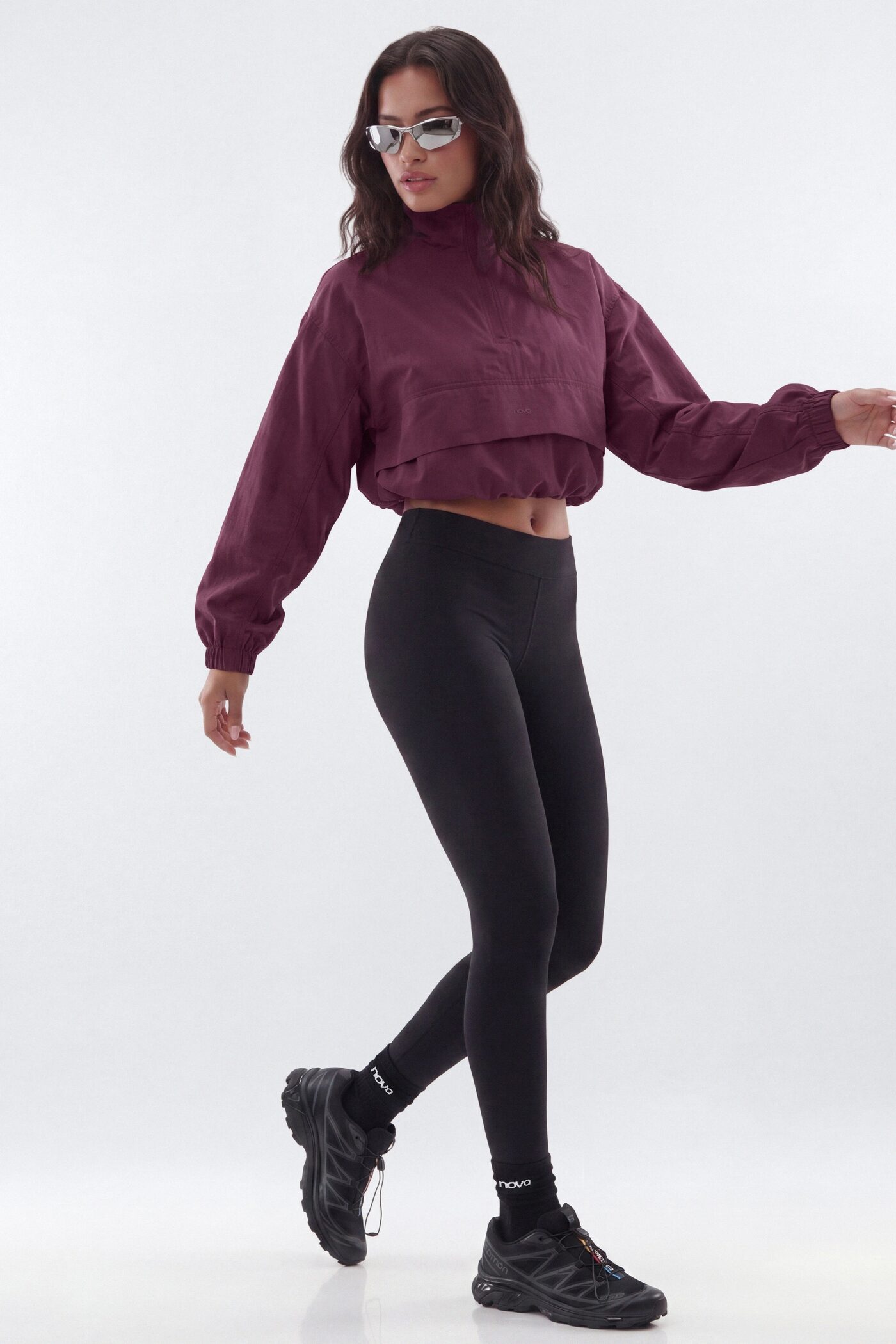 CoreNylon Mock Neck Half Zip Track Jacket - Merlot
