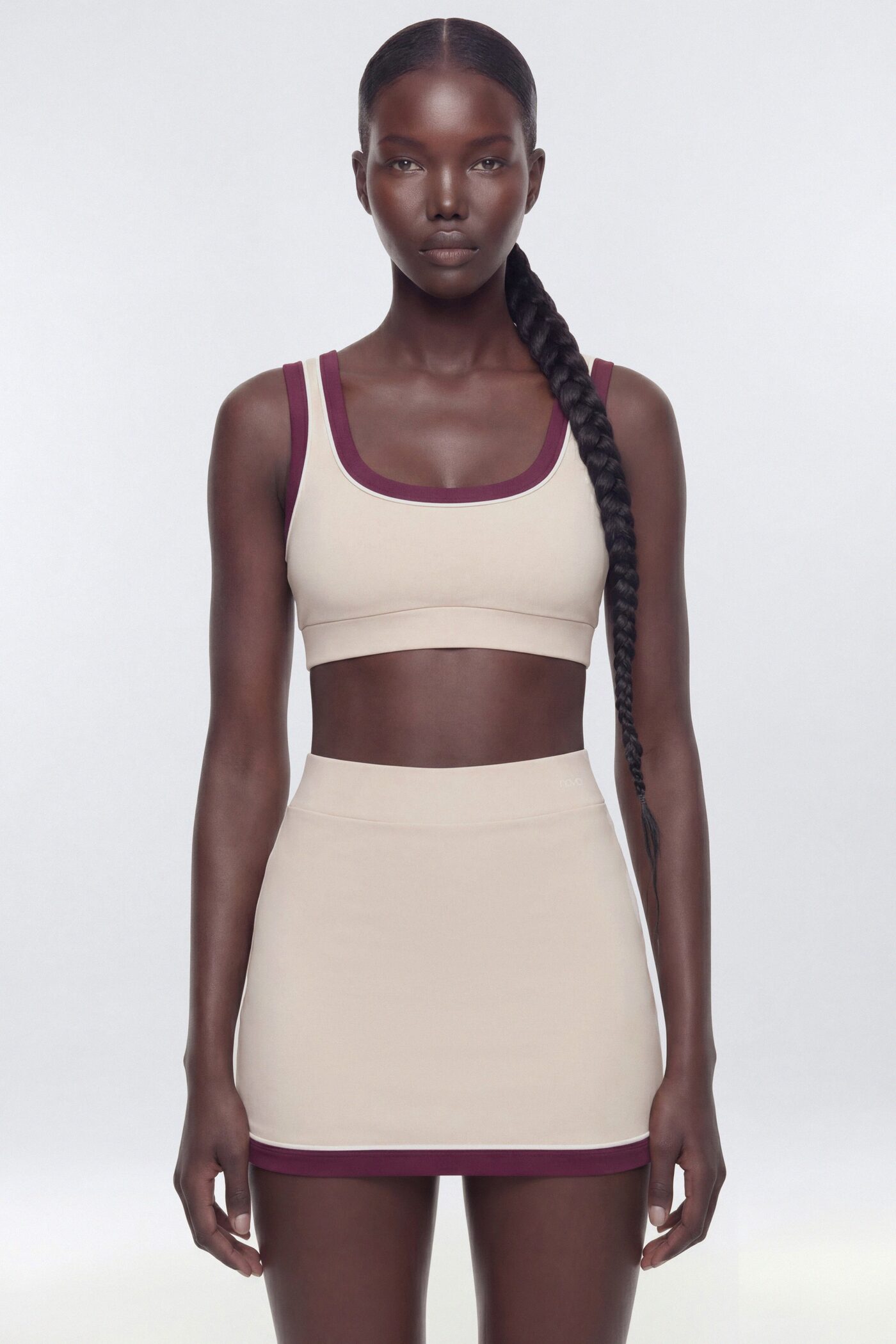 ButterSoft Contrast Scoop Neck Sports Bra - Oat Milk