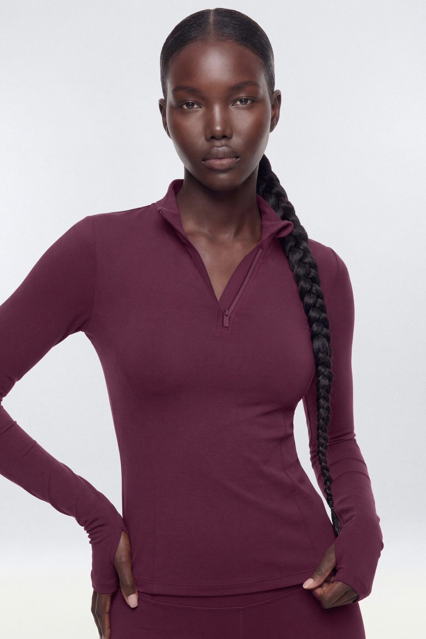 ProStretch™ Fitted Quarter Zip Active Pullover - Merlot