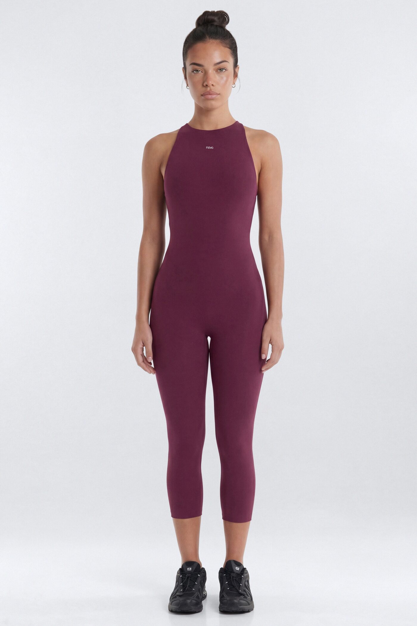 ProStretch™ 18″ High Neck Capri Jumpsuit - Merlot