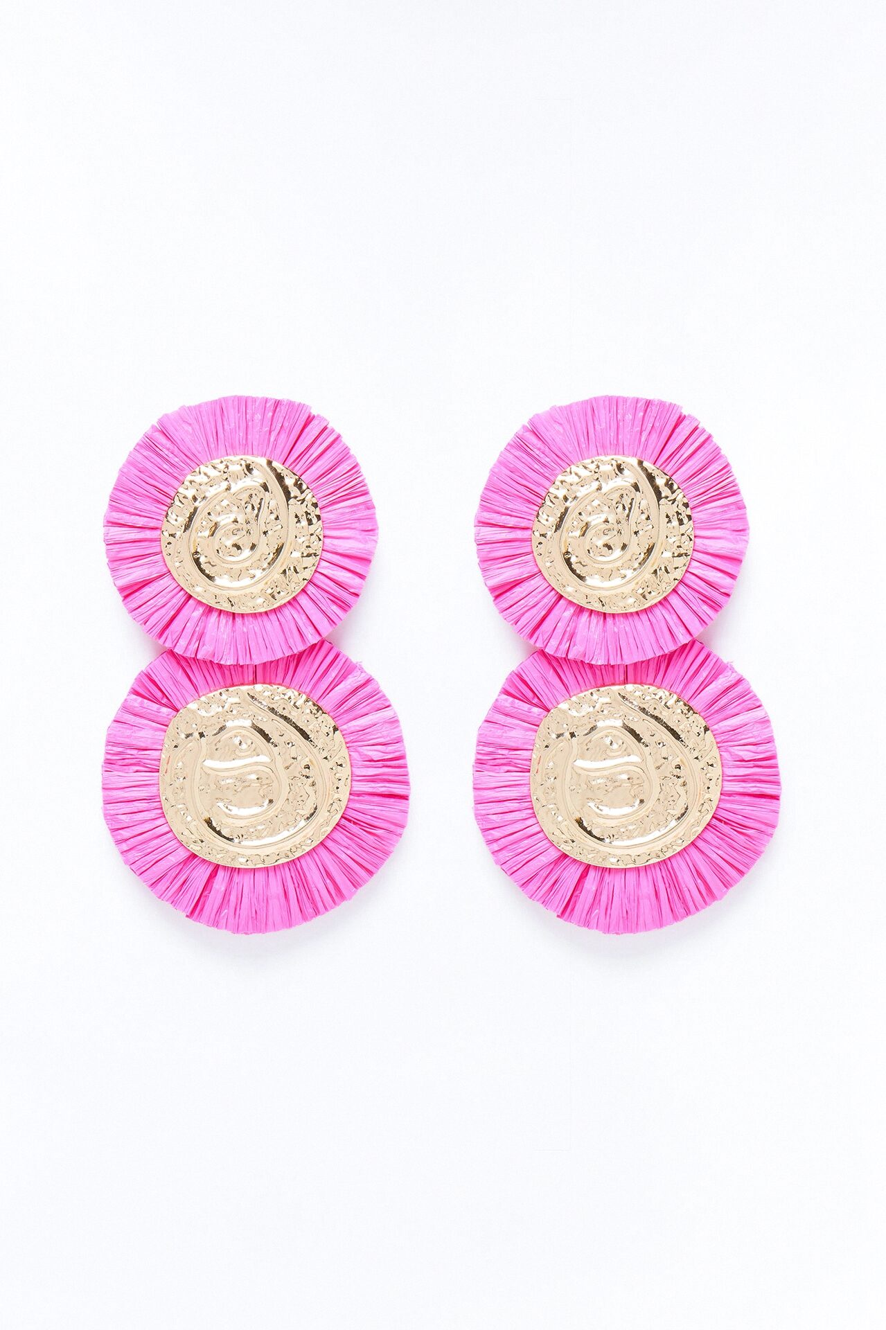 Sunburst Drop Earrings - Gold/Pink