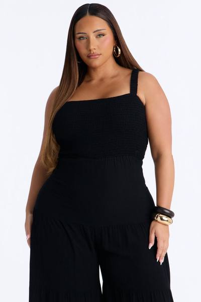 Risa Tiered Wide Leg Jumpsuit - Black