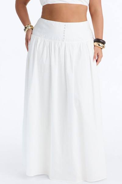 Brigitte Poplin Drop Waist Maxi Skirt - White