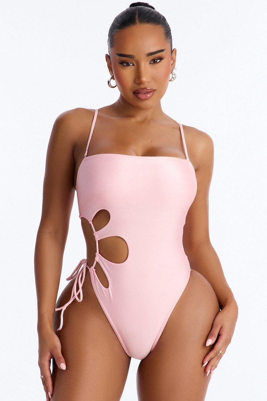 Coastal Bliss Strapless 1 Piece Cut Out Swimsuit - Pink