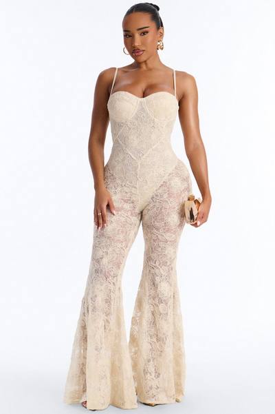 Meena Lace Flare Jumpsuit - Ivory